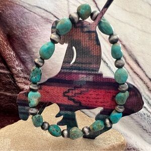 ❤️ 8mm Desert Pearl Turquoise Navajo Influenced Stretchy Bracelet for Stacking